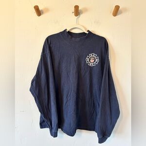 Vintage NYFD Long Sleeve Crewneck Pullover Sz XL Mock Neck Navy